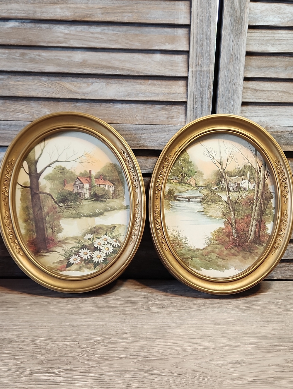 Set of 2 Vintage MCM Homco Landscape Paintings Signed Frank F. Massa